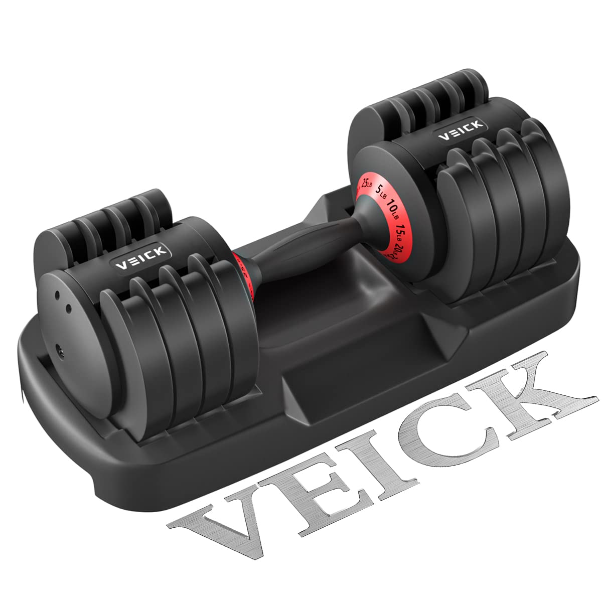 VEICK Adjustable Dumbbell Set 5 in 1 Dumbbell for Men and Women for Home Gym Fast Adjust by Turning Handle